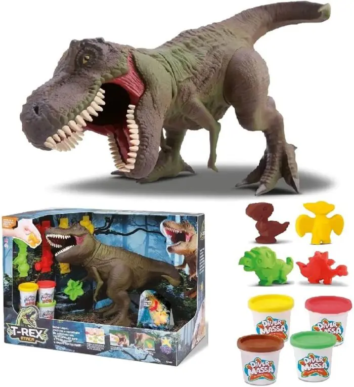 Brinquedo Dinossauro com Massinha de Modelar e Acessórios TRex Ataca - Divertoys - Imagem 2