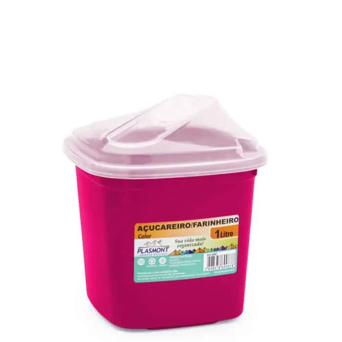 Açucareiro/Farinheiro de Plástico Colorido Sortido 1L - Imagem 1