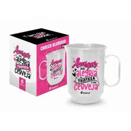 Caneca Alumínio Amigas na Alegria e na Cerveja - Brasfoot