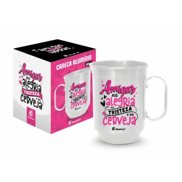 Caneca Alumínio Amigas na Alegria e na Cerveja - Brasfoot - Imagem 1