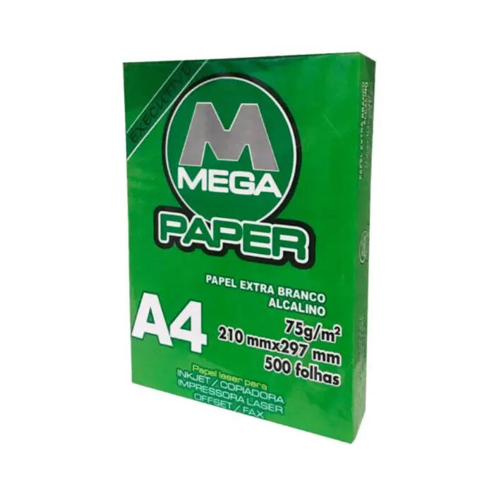 Papel A4 Extra Branco Alcalino 500 Folhas - Mega Paper - Imagem 1