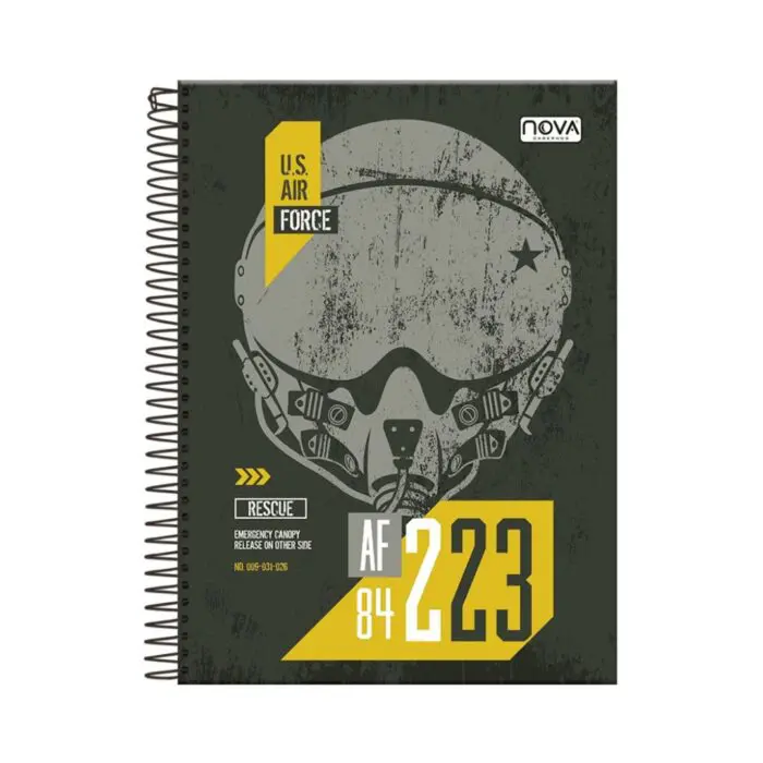 Caderno Universitário Espiral 1 Matéria 80 Folhas Air Force - Nova Cadernos - Imagem 1