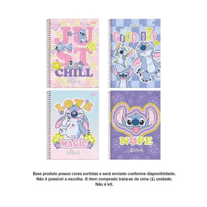 Caderno Universitário Stitch 1 Matéria 80 Folhas - Foroni - Imagem 2