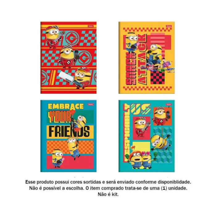 Caderno Brochura Pequeno 1/4 Minions 80 Folhas - Foroni - Imagem 2