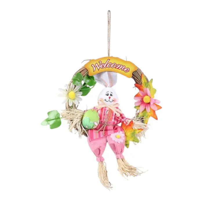 Mini Guirlanda Coelho Espantalho para Festa de Páscoa 22cm - Imagem 1