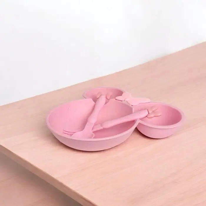 Kit Refeição Infantil com 3 Peças Prato com Divisórias + Colher e Garfo de Plástico HU89119 - Interponte - Imagem 2