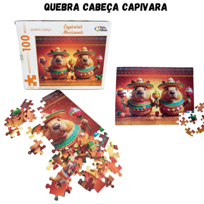 Quebra-Cabeça com 100 Peças Capivaras Mexicanas - Pais & Filhos - Imagem 2