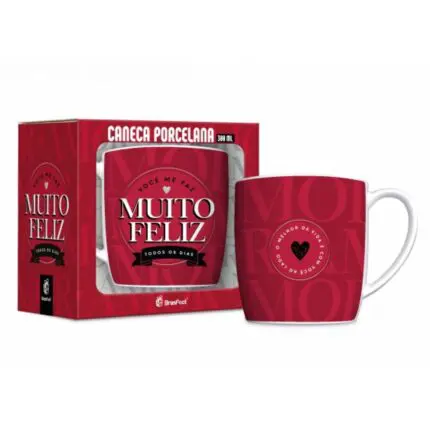 Caneca de Porcelana Urban 300ml Você Me Faz Feliz - BrasFoot