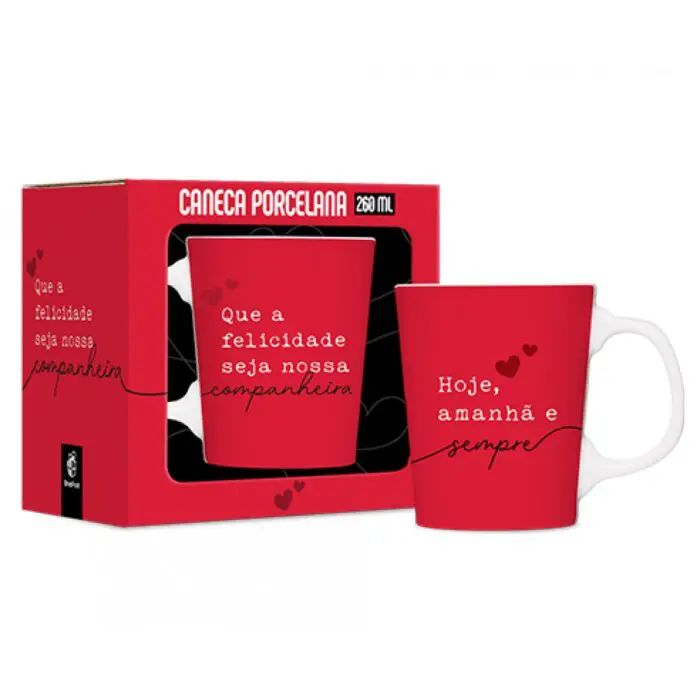 Caneca de Porcelana Premium 260ml Hoje, Amanhã e Sempre - BrasFoot - Imagem 1