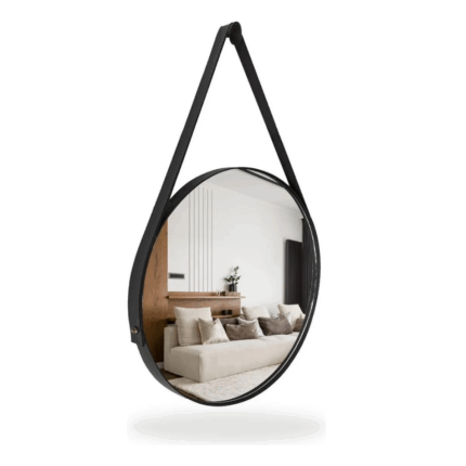 Espelho com alça Redondo 60cm Preto - Mev Glass