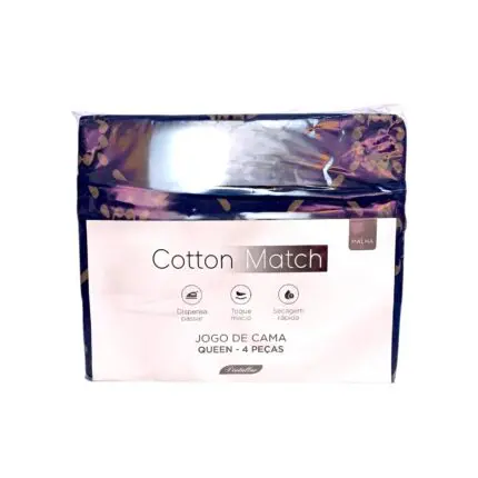 Jogo de Cama Dupla de Malha com 4 Peças Cotton Match Cor Sortida - Portallar