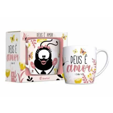 Caneca Porcelana Smilinguido Deus é Amor 300ML-Brasfoot