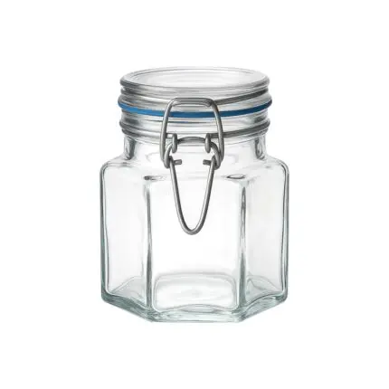 Mini Pote de Vidro com Tampa Hermetica com Trava 80ml