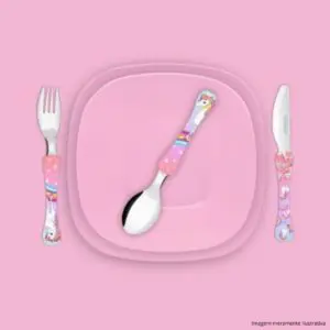 Kit Prato com Talheres Kids Trend 5 Peças Unicórnio - Simonaggio - Imagem 2