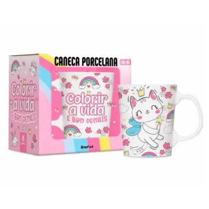 Caneca Porcelana Premium Colorir a Vida 260ML-Brasfoot