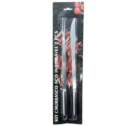 Kit para Churrasco com 2 Peças de Aço Inoxidável