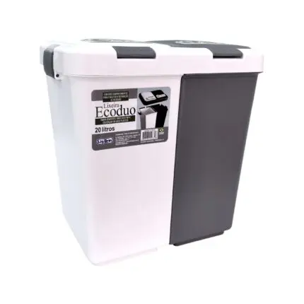 Lixeira Ecoduo com 2 Compartimentos e Tampa Removível 20L - Lig Brin