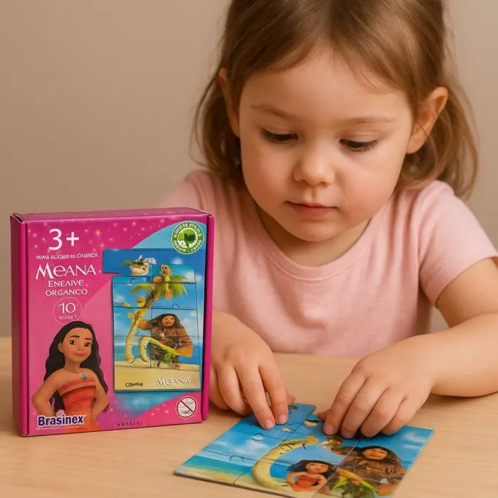 Mini Quebra Cabeça Moana de Madeira 10 Peças-Brasilflex - Imagem 2