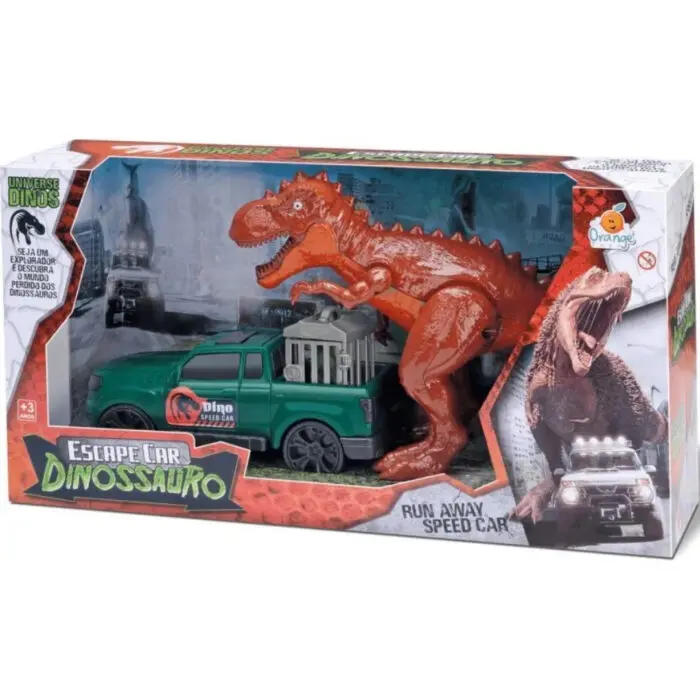 Brinquedo Escape Car com Dinossauros Pick-up e gaiola  Orange Toys - Imagem 1