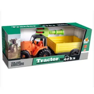 Brinquedo Trator com Carretinha + Ferramentas Works - Orange Toys