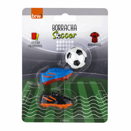 Borracha Escolar Soccer 2 Chuteiras e 1 Bola Customizável e Desmontável- brw