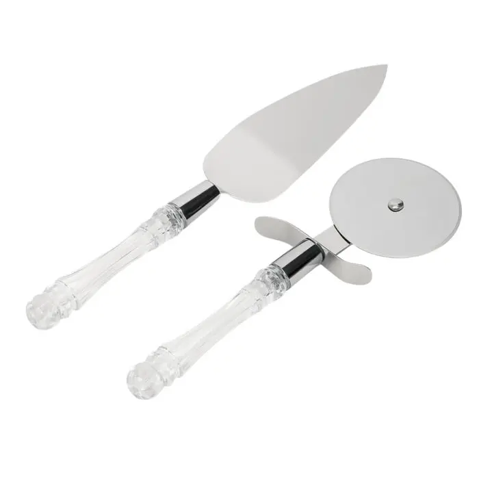 Kit Cozinha com Espatula de 25,5cm e Cortador de Pizza de 20cm de Metal com Cabo de Acrílico - Cozy - Imagem 1