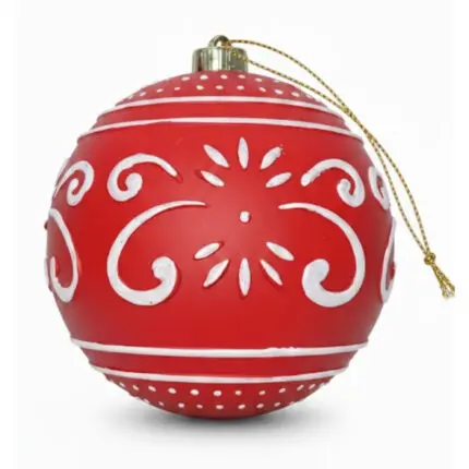 Enfeite Bola de Natal XMAS ARABESK Decorada de 16cm em Plástico - Wincy