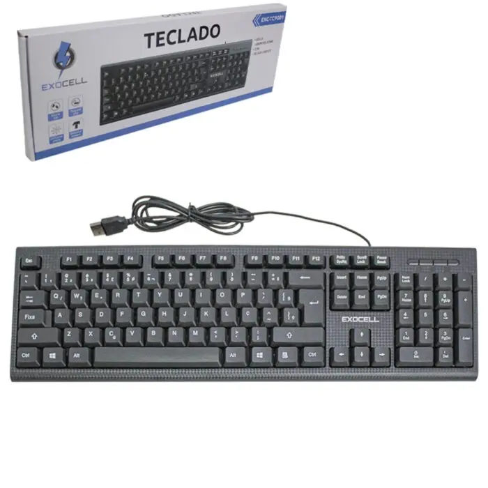 Teclado com Fio USB 2.0 e 107 Teclas EXC-TC9001 - Exocell - Imagem 1
