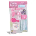 Kit de Acessórios para Boneca 1º Papinha 9 Peças New Born - Divertoys