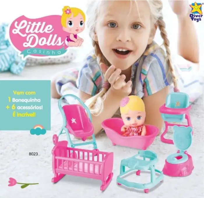 Brinquedo Casinha de Boneca com Boneca Little Dolls - Divertoys - Imagem 2