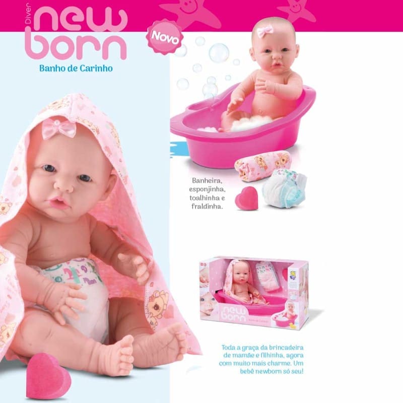 Boneca Banho De Carinho Diver New Born - Divertoys - Imagem 2