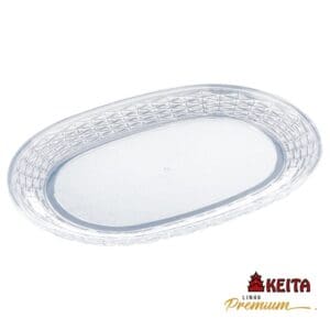 Bandeja Oval com Borda Trançada Cristal Premium - Keita - Imagem 3