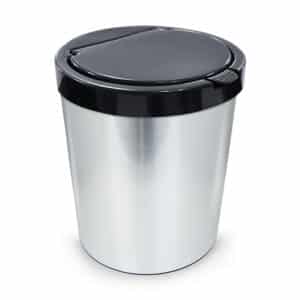 Lixeira Redonda Com Tampa Click Label Inox - 10 litros