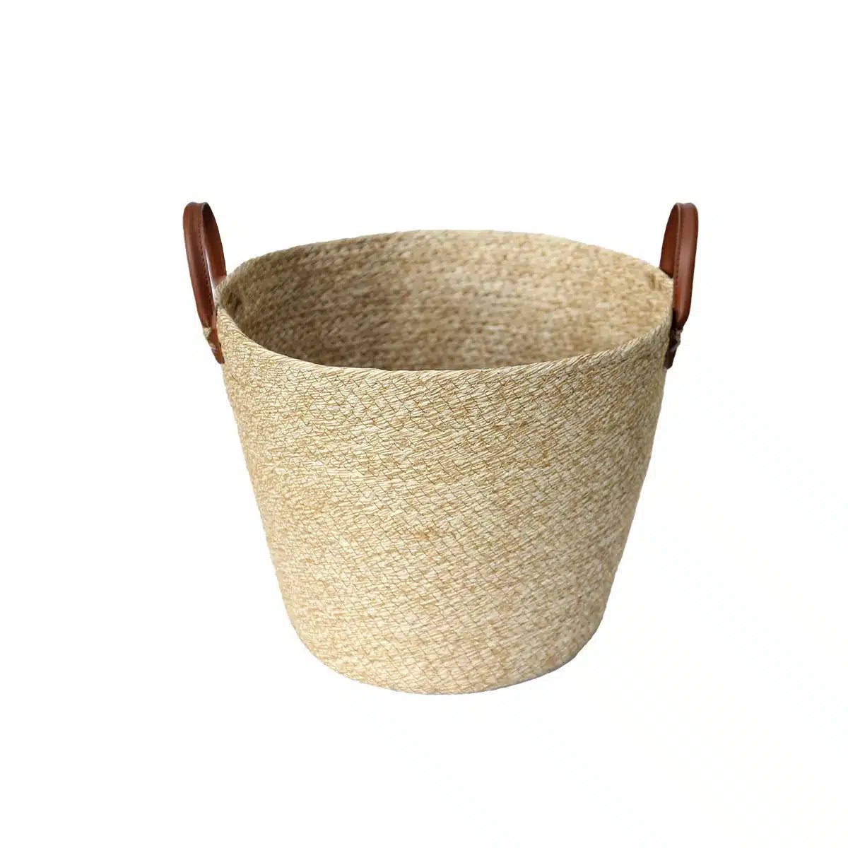 3011.jpg Cesto de Fibra Natural com Alça de Couro Mocca - Tuut - Imagem 1