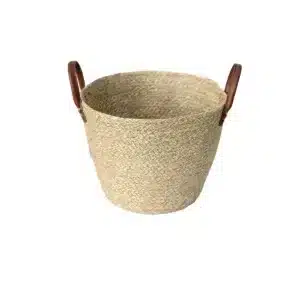 Cesto de Fibra Natural com Alça de Couro Mocca - Tuut - Imagem 2