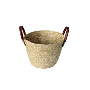 Cesto de Fibra Natural com Alça de Couro Mocca - Tuut - Imagem 3