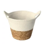 Cesto de fibra natural e algodão c/ alça