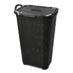 Cesto Rattan com Tampa Basculada Preto