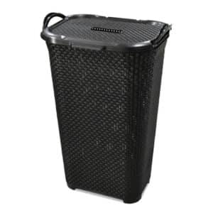 Cesto Rattan com Tampa Basculada Preto