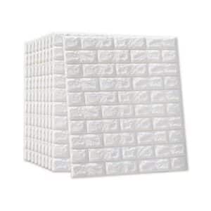 Placa Adesiva para Papel de Parede 3D 70x77cm 5mm de Tijolinho Branco