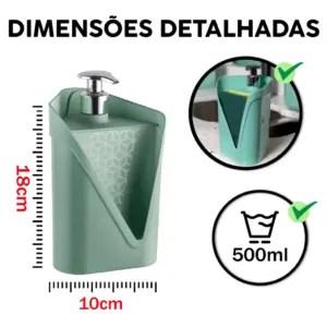 Dispenser Porta Detergente e Esponja de Plástico 500ml Click - Uz - Imagem 2
