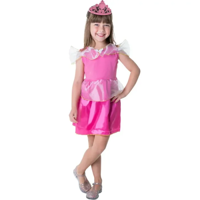 Fantasia Vestido Princesa Aurora Com Tiara Master Toy - Imagem 1
