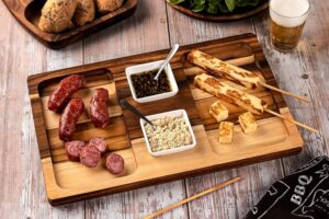 Petisqueira Teca 39x25cm Com 2 Potes e 2 Divisórias - Imagem 2