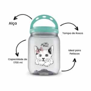 Pote de Plástico com Alça Pets 1,7L - Industria Bandeirantes - Imagem 2