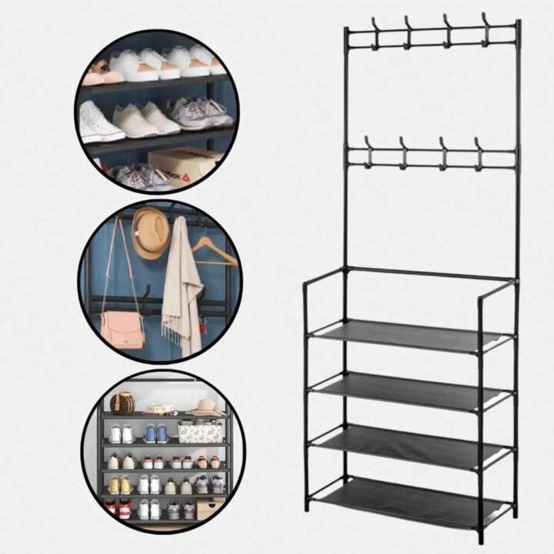 PRODUTOS - 2024-10-29T183319.781 Organizador Multiuso 4 Prateleiras + 8 Ganchos 26,5x60x154cm Cosy - Imagem 4