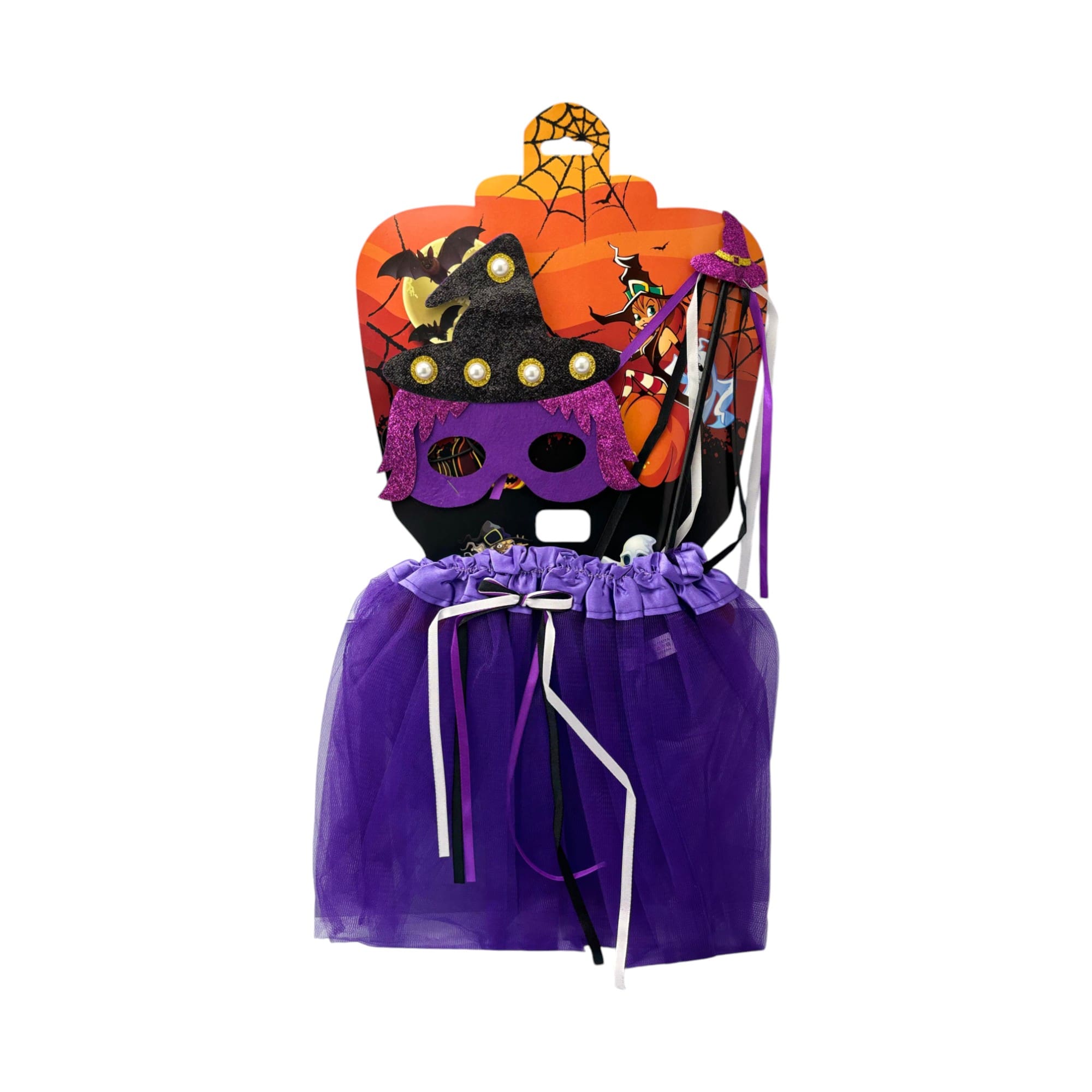 chapeu-Photoroom (1) Kit Bruxinha Roxa 3 Peças Halloween - Imagem 1