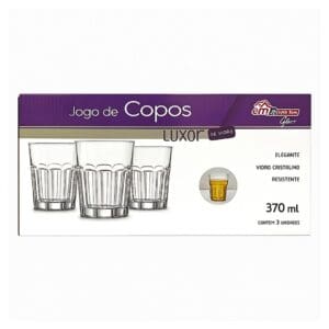 Jogo de Copo Luxor com 3pçs 370ML - Em Casa Tem Glass
