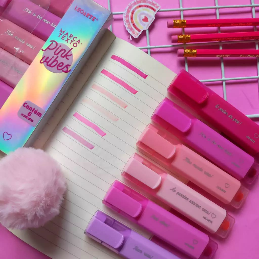 br-11134207-7qukw-lij87wpitdvjce Marca Texto Pink Vibes Estojo C/6 Cores - Leoarte - Imagem 2