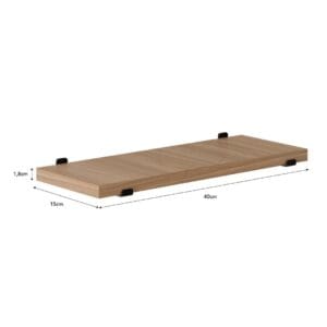 Prateleira de Madeira Louro Feijó Com Suporte "C" Preto 1,8x40x15CM Viena - Prat-K - Imagem 3