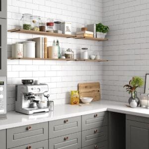 Prateleira de Madeira Louro Feijó Com Suporte "C" Preto 1,8x40x15CM Viena - Prat-K - Imagem 2